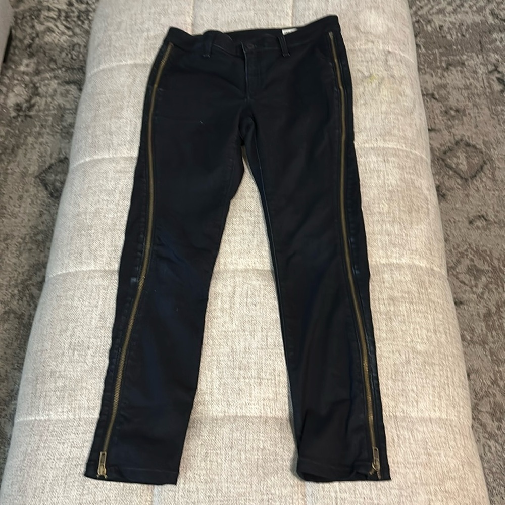 RAG & BONE DEVIL ZIP BLACK MOTO STRETCHABLE ANKLE DENIM JEAN SIZE 27